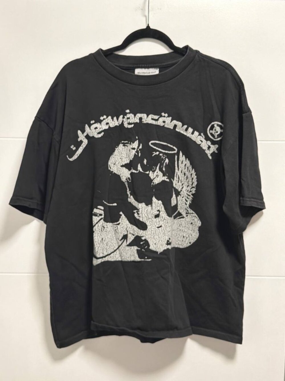 Heaven Can Wait Graphics Black Heavyweight Tee Shirt